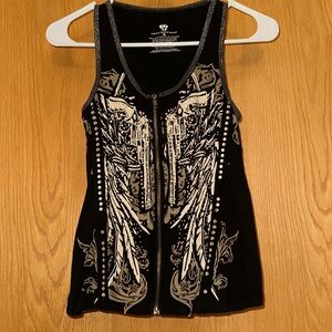 Biker Tank Top | Rhinestone